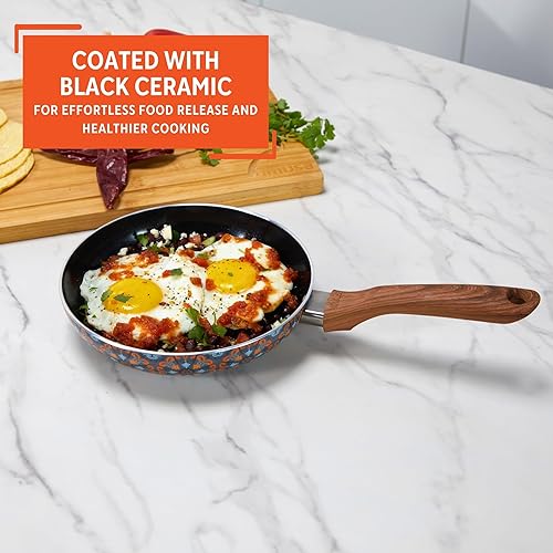 Miniatura 4 de IMUSA Sartén de cerámica antiadherente Talavera de 8 pulgadas, sin PFAS