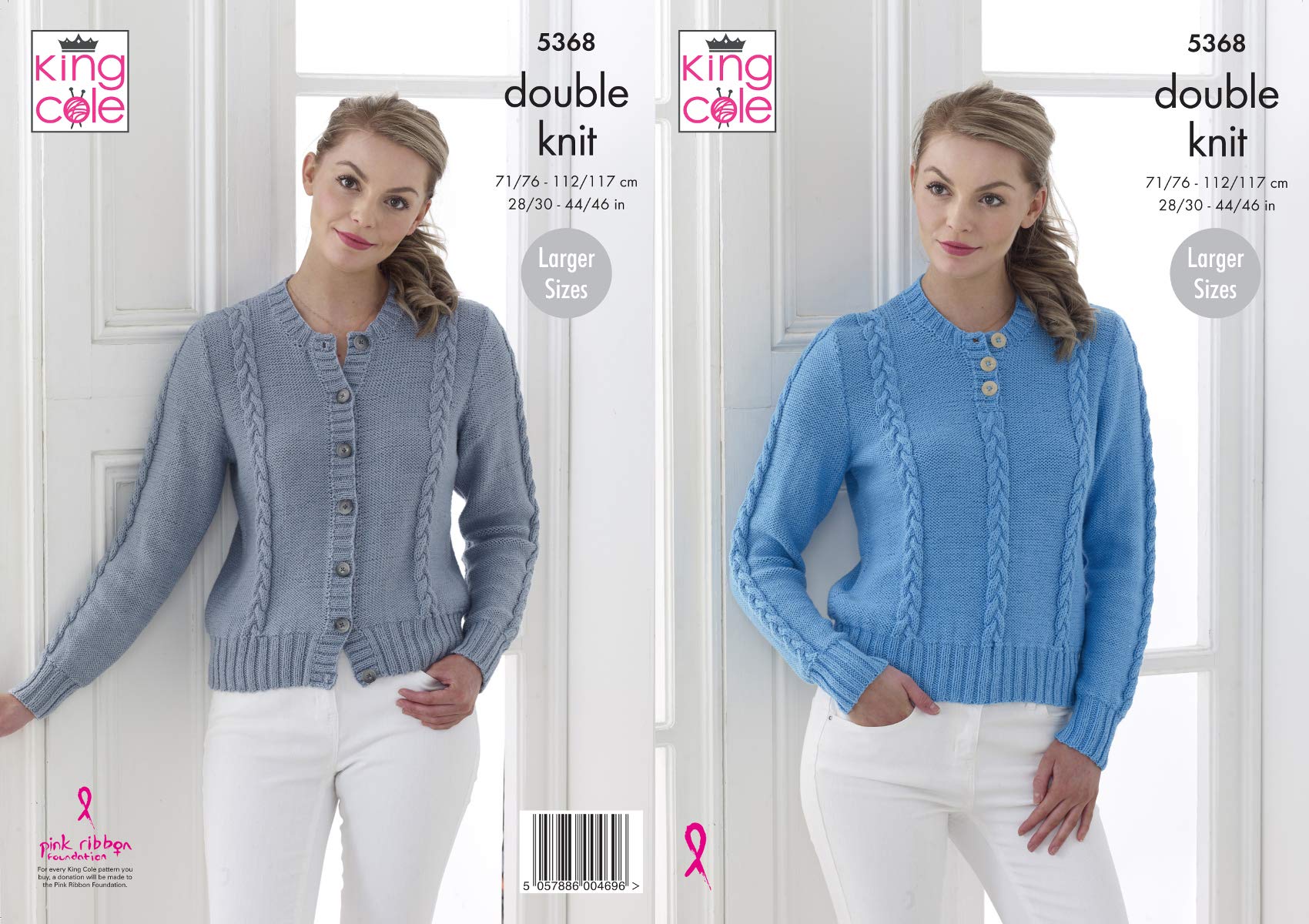 King Cole 5368 Knitting Pattern Womens Cardigan and Sweater in Cottonsoft DK