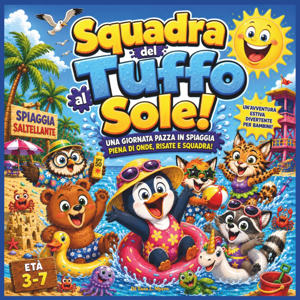 Squadra del Tuffo al Sole!: Una giornata selvaggia in spiaggia tra onde, guizzi e lavoro di squadra | Libro di storie sugli animali | Storia di ... 3-7 anni (Children's Storybooks in Italian)