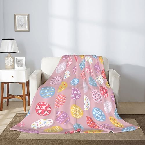 Miniatura 10 de FJPT Manta de primavera de Pascua conejos y flores manta de felpa acogedora y suave para sofá cama sofá viajes campamento para adultos y niños color