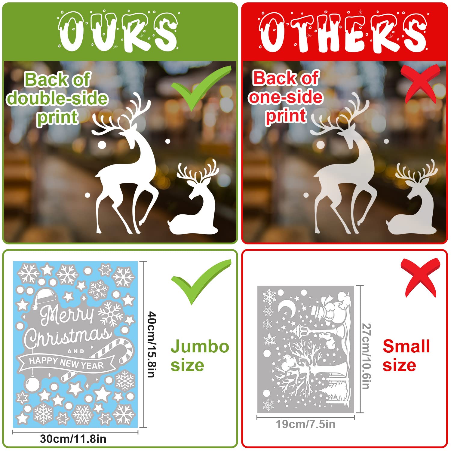 Autocollant Noël Fenetre222 PCS Neige PVC Autocollants Flocons De Neige