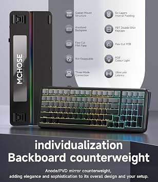 MCHOSE K99 98% Wireless Mechanical Keyboard, Tri-Mode Connection, Compact Gaming Keyboard with Six-Layer Padding Gasket, RGB Backlit,Hot Swappable Custom Keyboard for Mac/PC