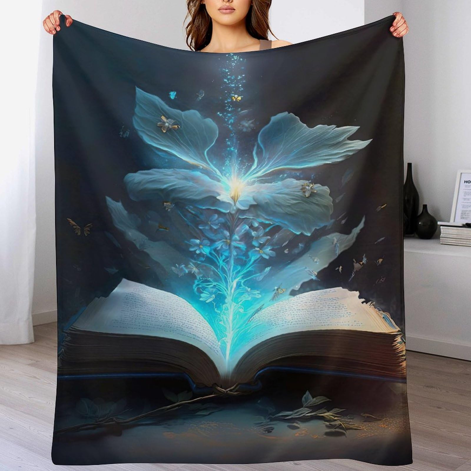 Couvre-lit livre en flannel 150x200 pour canapé salon et lit