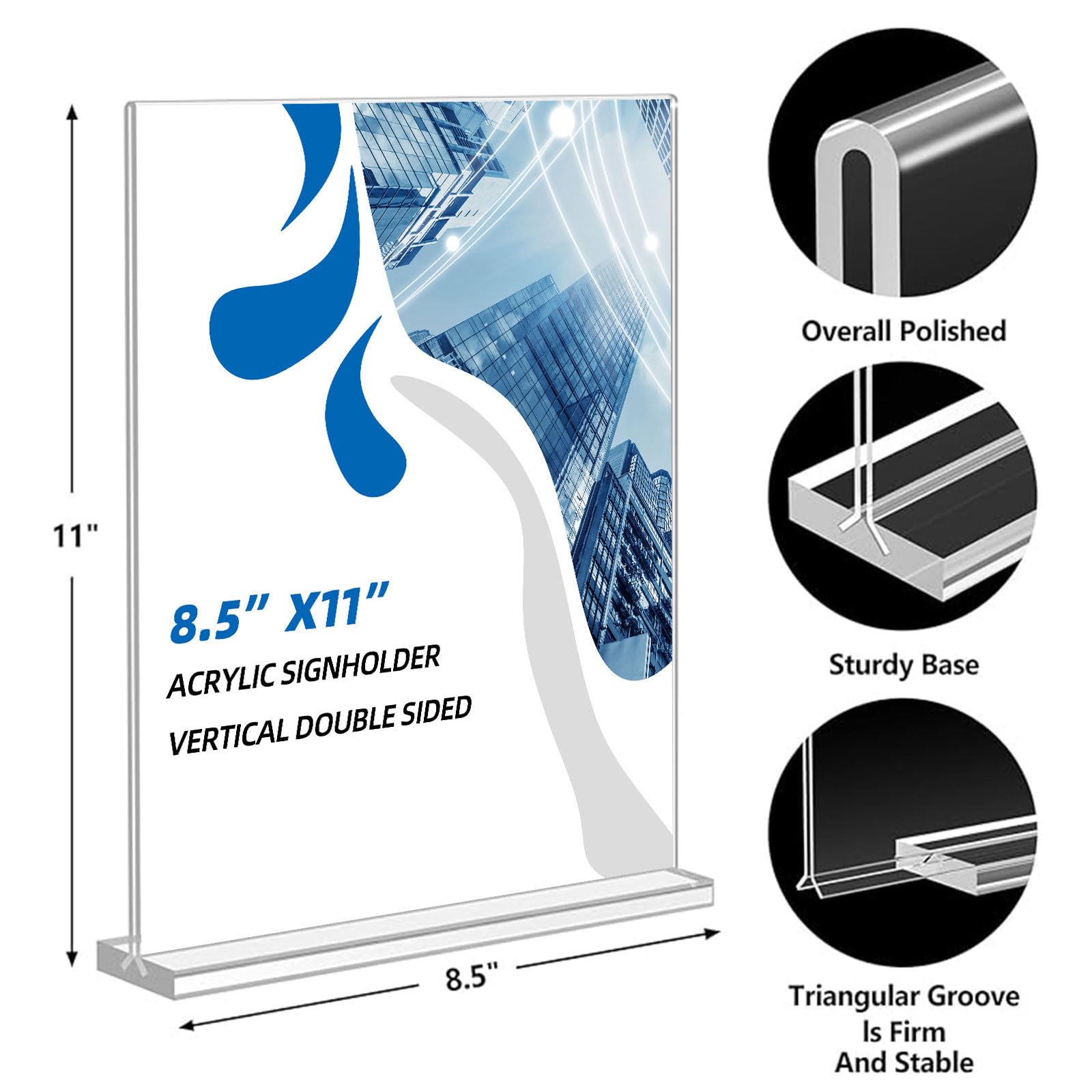 12 Pack Soporte para Letreros 8.5*11 inches Sobremesa Acrílico Expositor Metacrilato Soporte Menú Transparente doble cara Titular de Menú Póster Soporte Publicitario para carteles,folleto,folleto