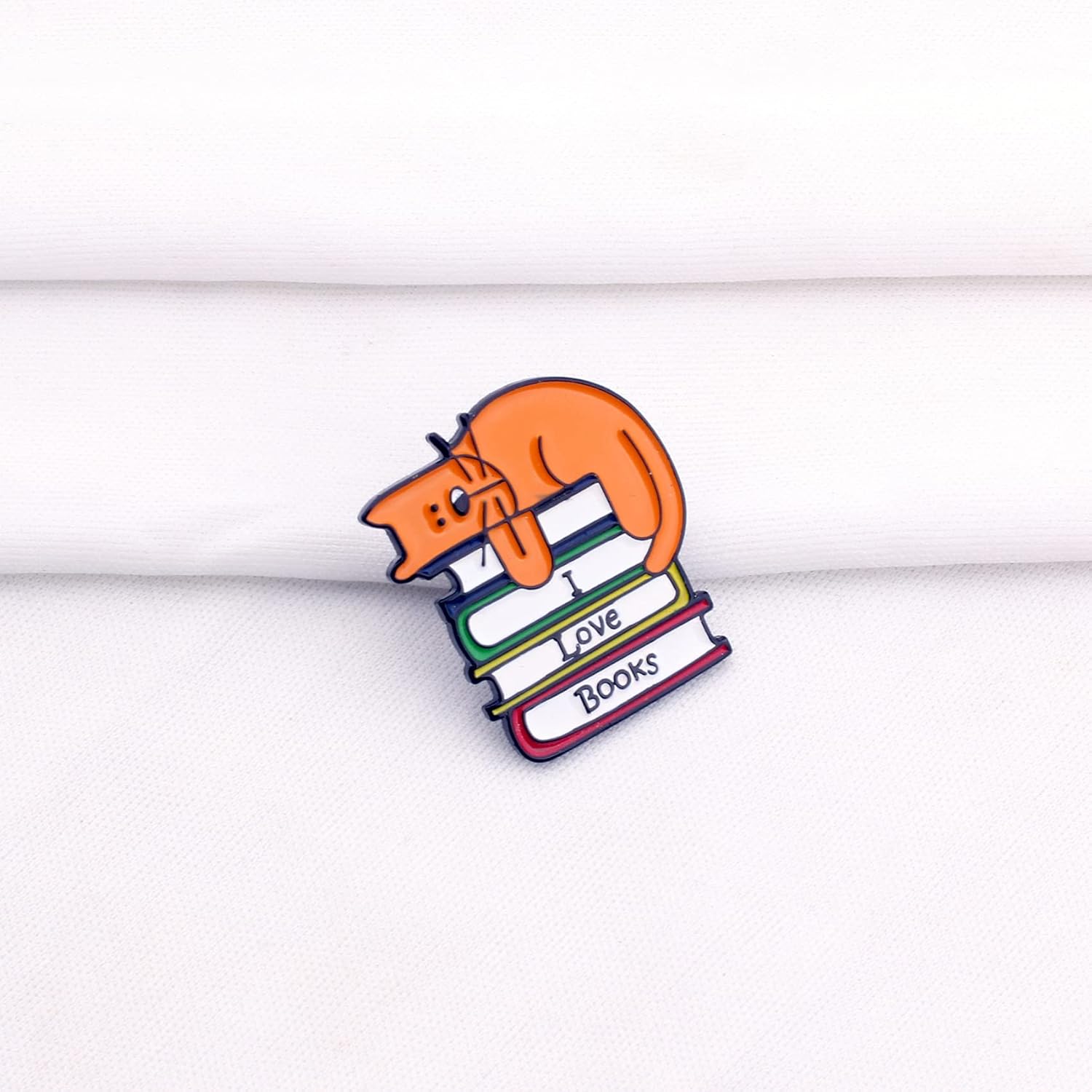 I Love Books Cat Enamel Pin Gift for Book Lovers and Cat lovers