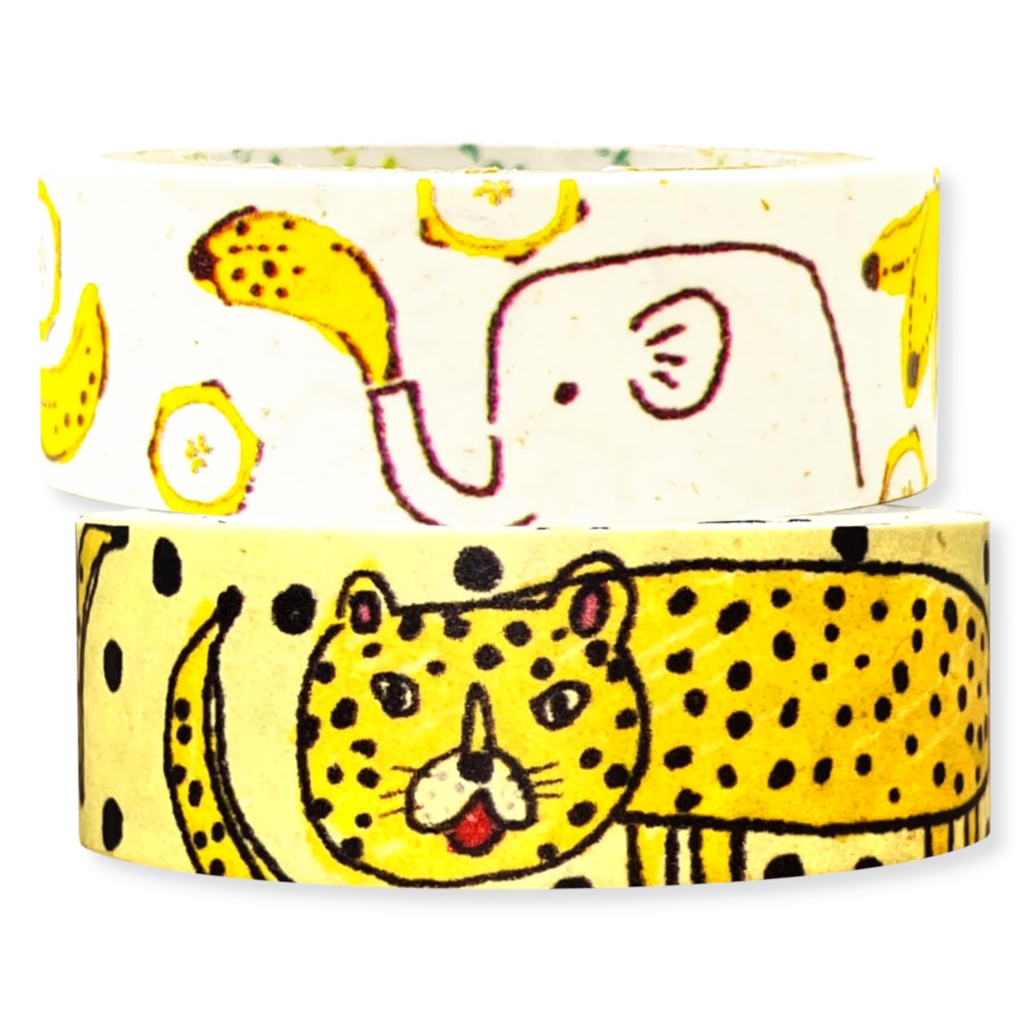 Shealdo bp-30011 Banana Paper, Elephant, Leopard, 0.6 inch (15 mm) Wide, 1.9 ft (3 m), Set of 2 Rolls, Made in Japan