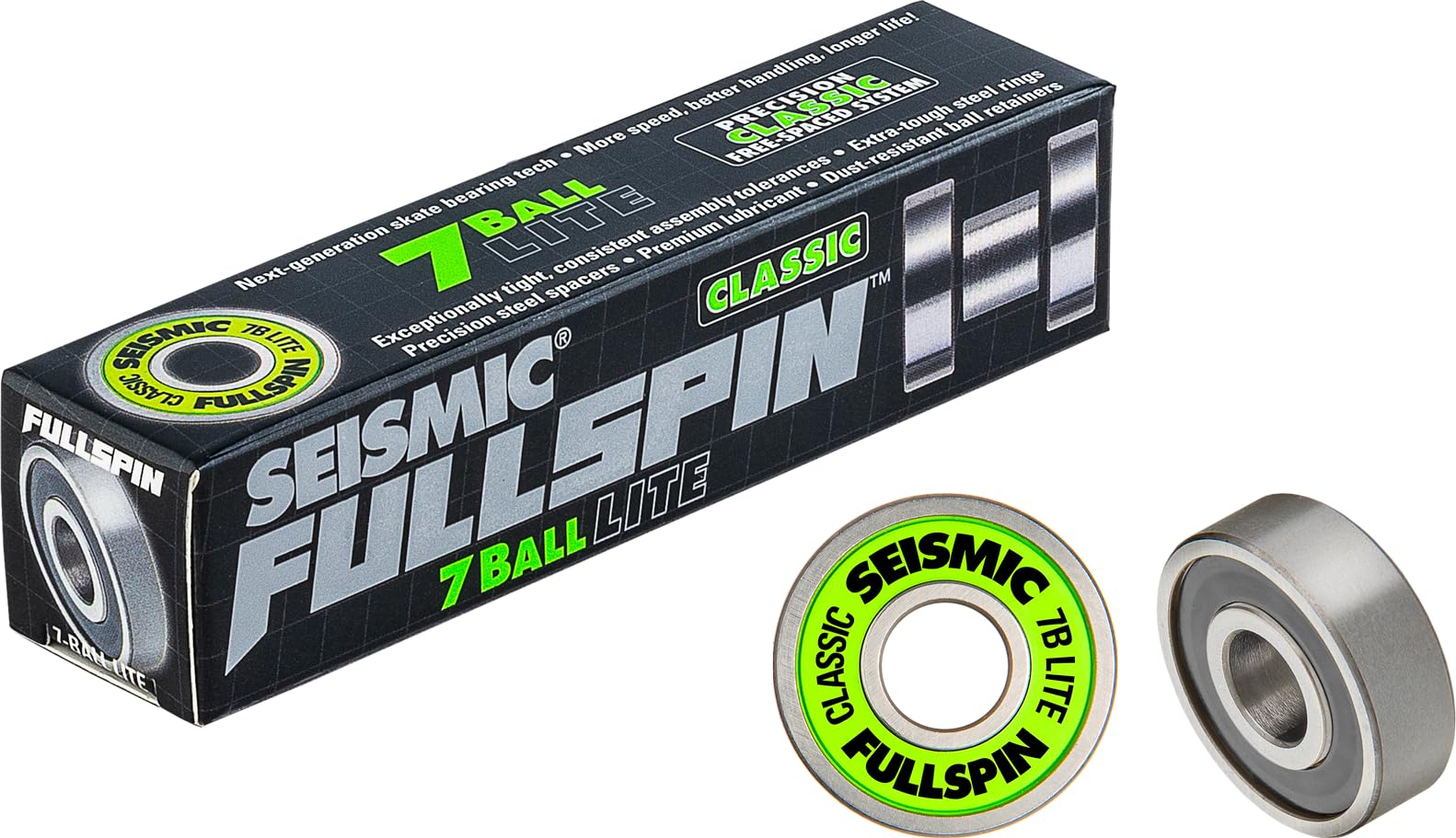 Seismic 7-Ball Lite Classic Longboard Skateboard Full Spin