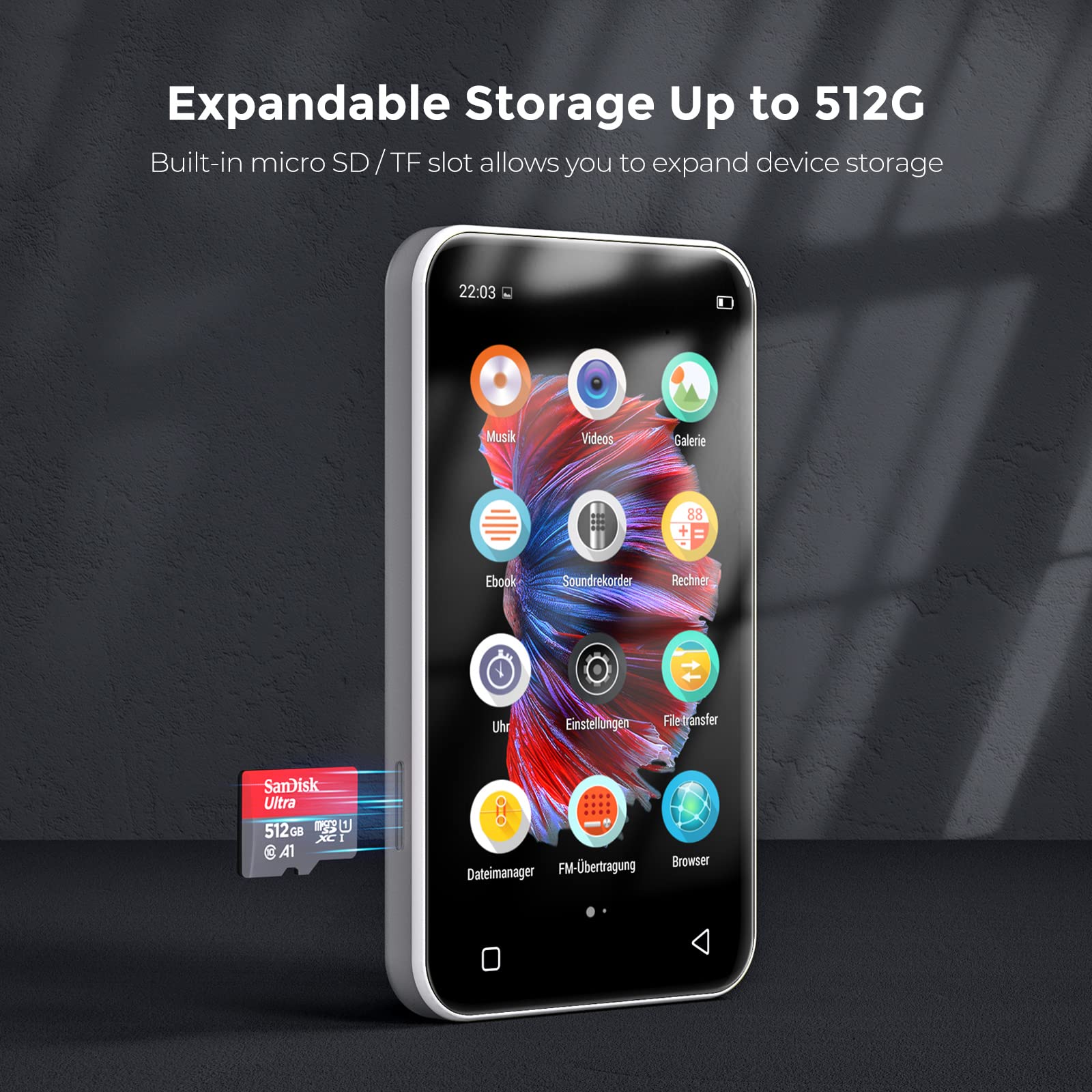 WiFi Mp3 Player with Bluetooth, TIMMKOO 4.0" Full Touch Screen Mp3 Mp4