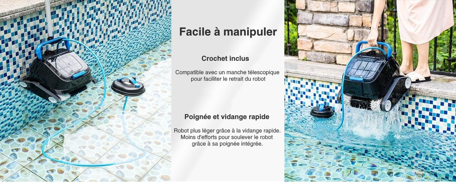 8STREME Robot Piscine sans Fil extérieur à la Piscine 7311-M | Brosses Mixtes PVC + Mousse| avec Batterie Flottante et Chargeur | Jusqu'à 120 Minutes | pour Piscines jusqu'à 10x5m