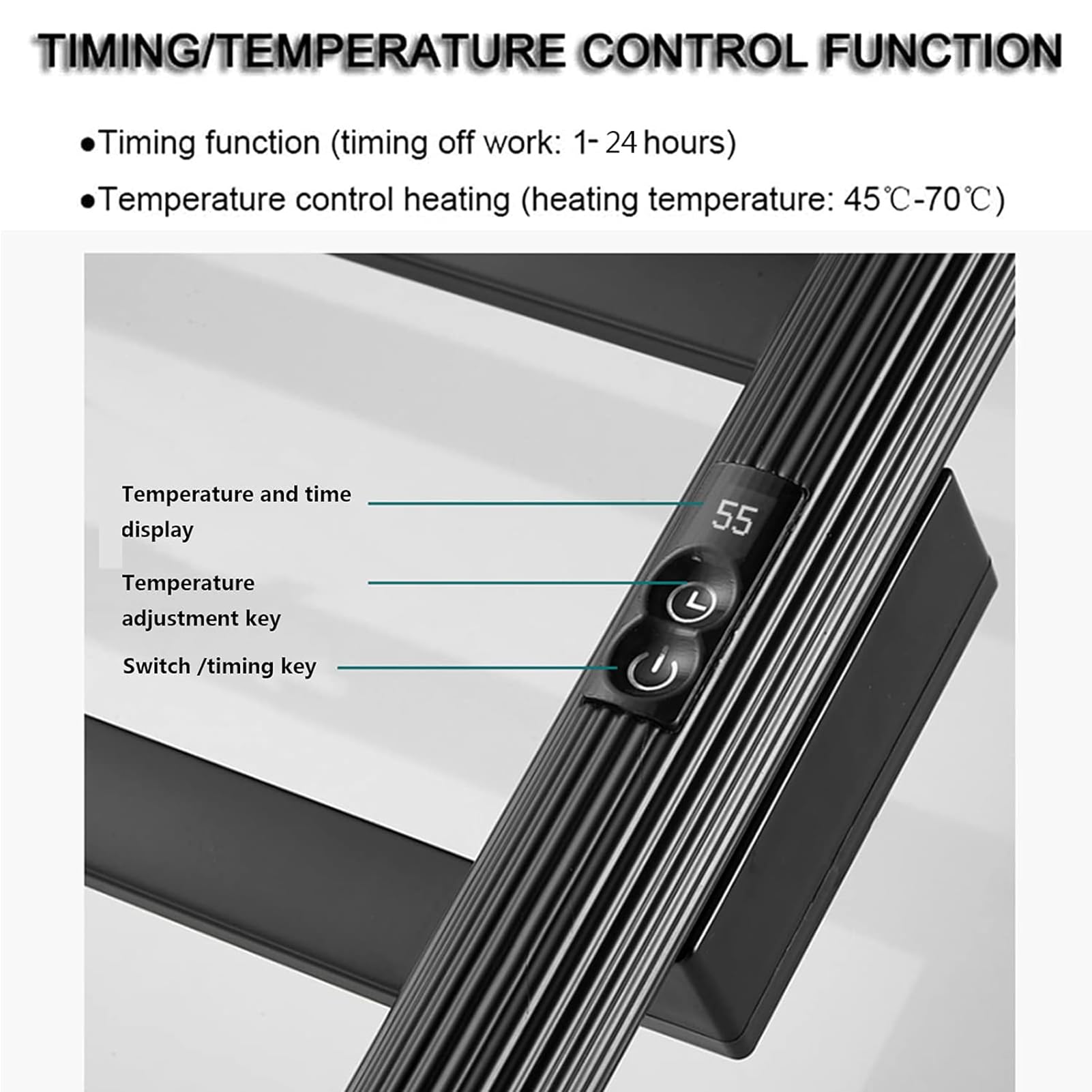 Toallero eléctrico Inteligente con calefacción, Calentador de Toallas de aleación de Aluminio para baño montado en la Pared con Temporizador, riel de Secado de Toallas con calefacc