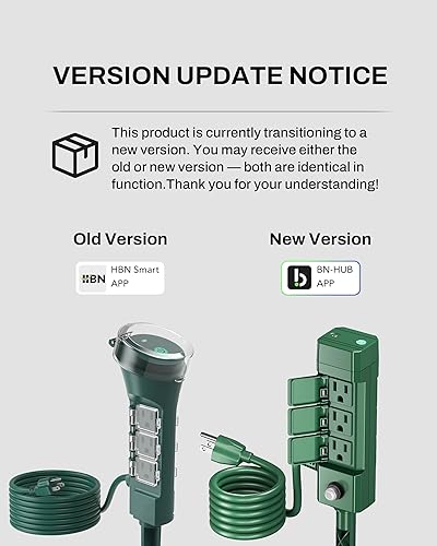 Vista 3 de HBN Enchufe inteligente para exteriores, impermeable, WiFi, temporizador de salida al aire libre con 6 tomas de tierra, control remoto y control