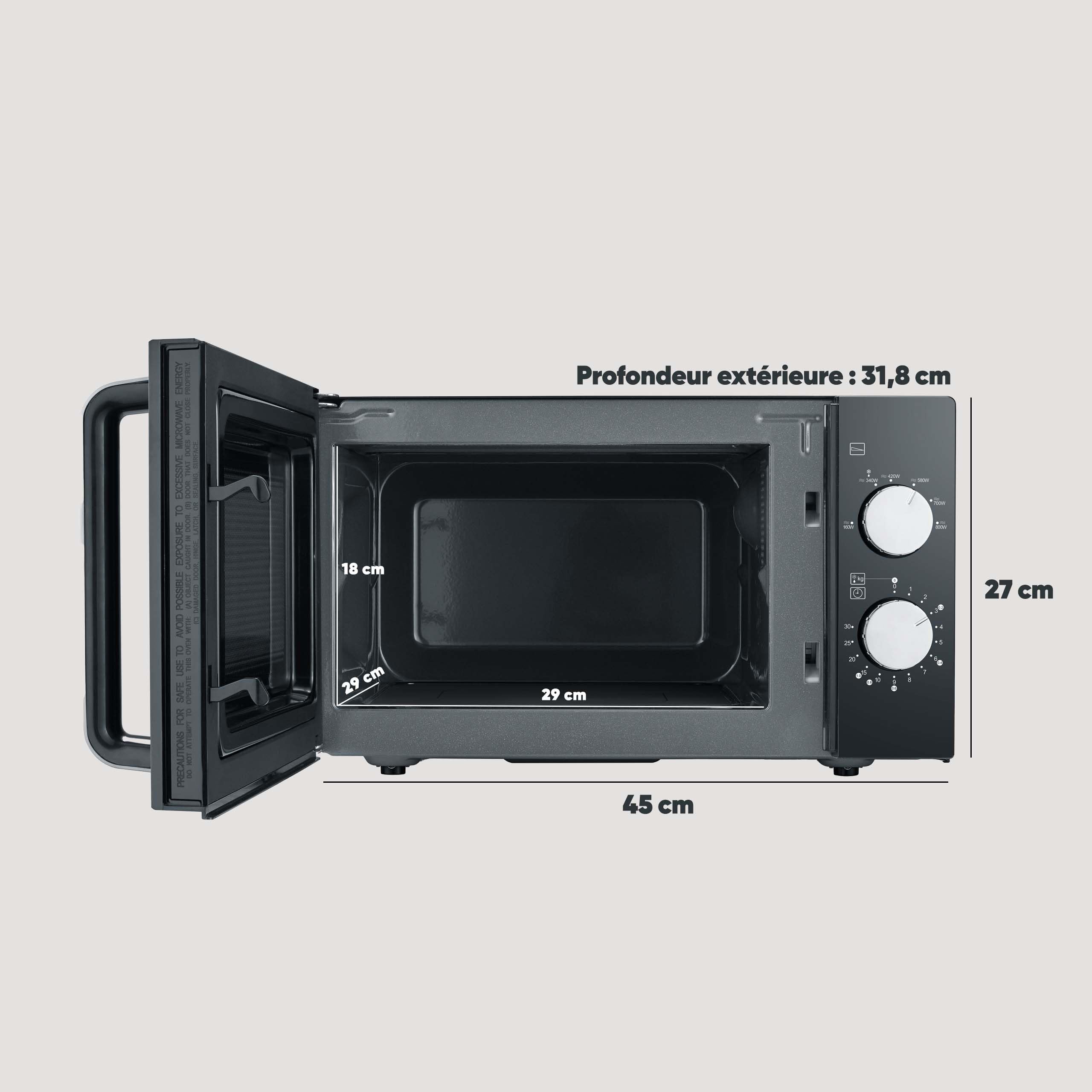 SEVERIN Four Micro-ondes, 20 L, Avec Fond Plat en Céramique, jusqu’à 800 W, 6 niveaux de puissance, Noir, MW7761