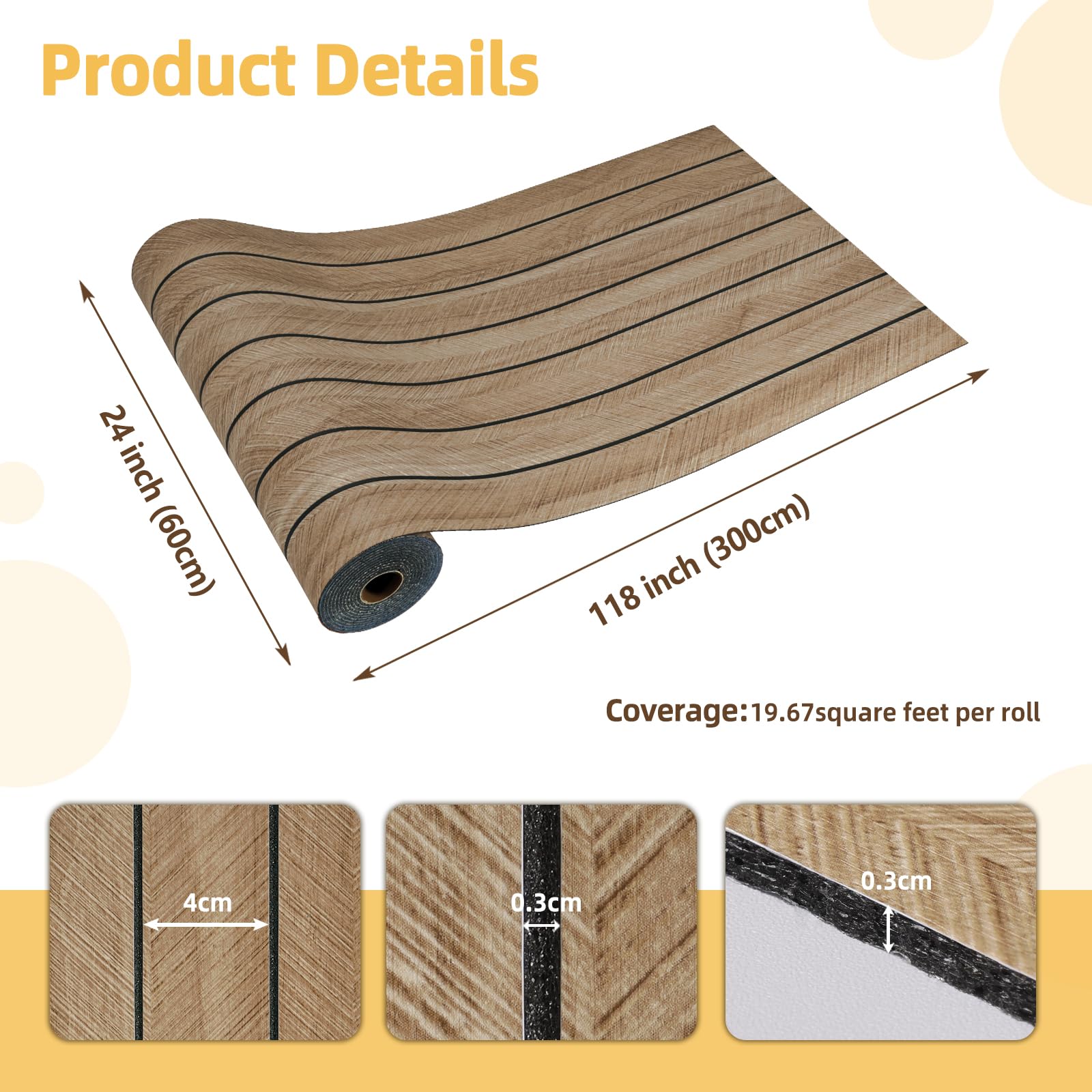 CRE8TIVE Wzór w jodełkę, brązowe panele ścienne 3D, samoprzylepne, 60 x 300 cm, panele sufitowe, samoprzylepne, panele ścienne, PCW, tapeta ścienna, salon, okładzina ścienna, łazienka, wodoodporna