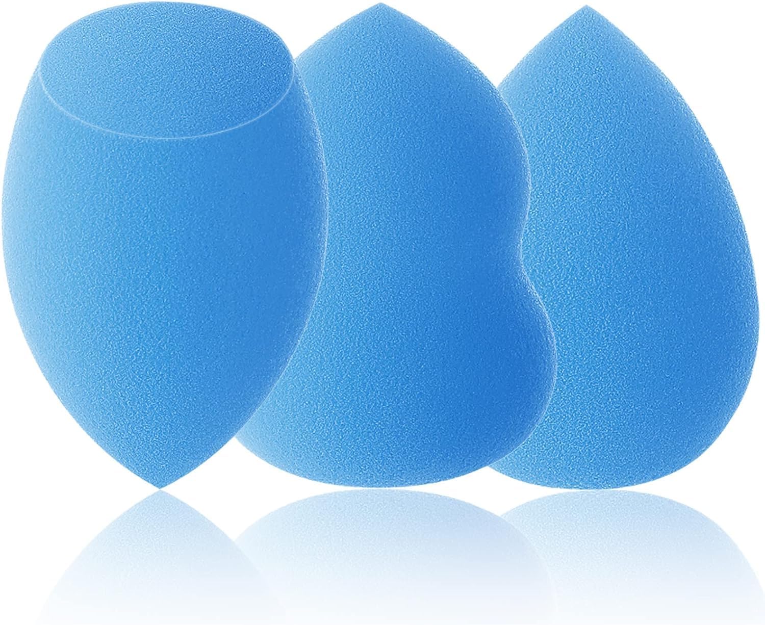 FUIN3 Pack Makeup Sponge, Makeup Blender, Makeup Blender For Powder Cream and Liquid, Easy to Clean, Super Soft Non Latex Beauty Blender Concealer Applicator, Blue, Different Function