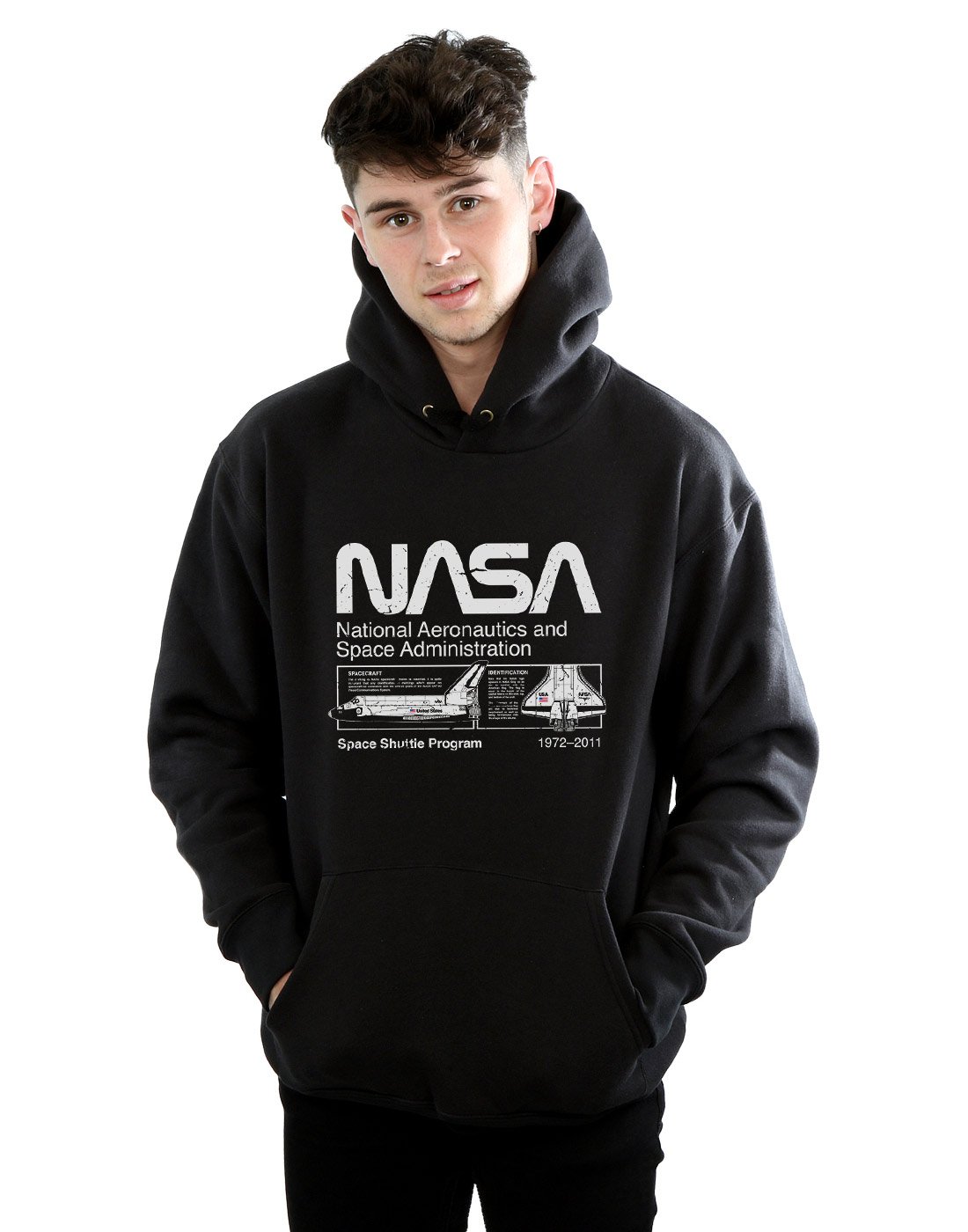 Absolute Cult Men's Black Nasa Classic Space Shuttle Hoodie Medium