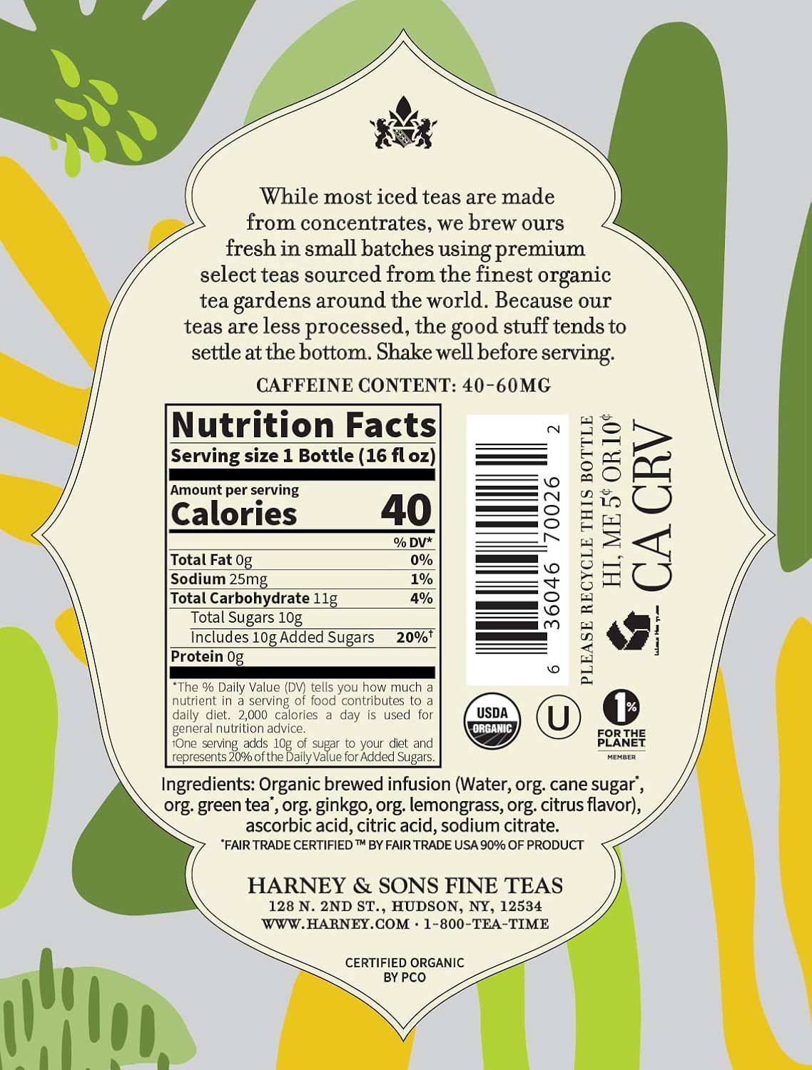 Harney & Sons Organic Green Iced Tea with Citrus & Ginkgo, Certified Organic and Fair Trade (70026), 16 Fl Oz (Pack of 12) - Image 2