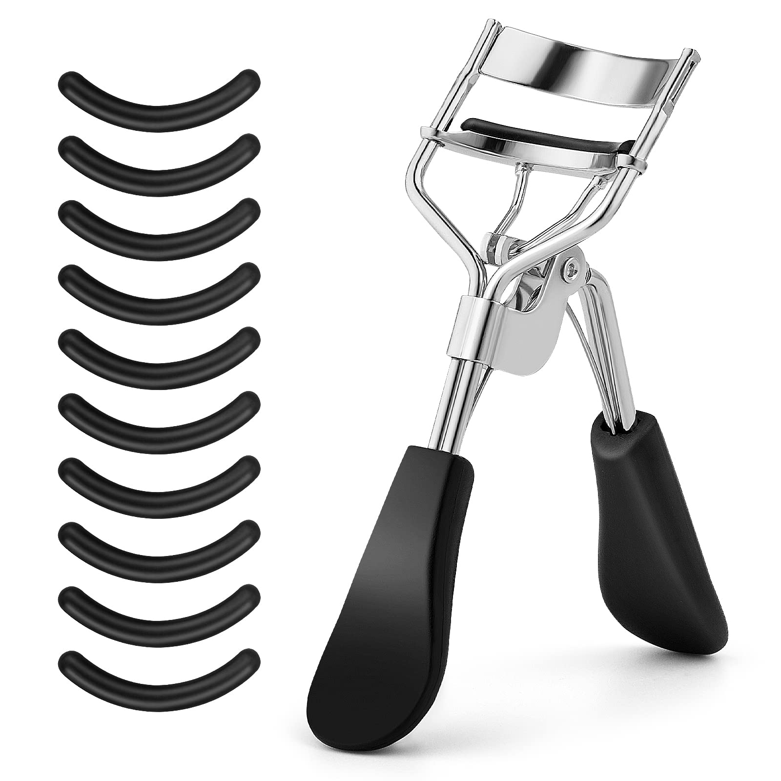 Sibba Rizador de Pestañas Profesional Rizador de Pestañas con 10 Almohadillas de Repuesto de Silicona Extra para Mujeres y NiñAs Sin Pellizcar Ni Tirar para Todas Las Formas de Ojos (Plata)