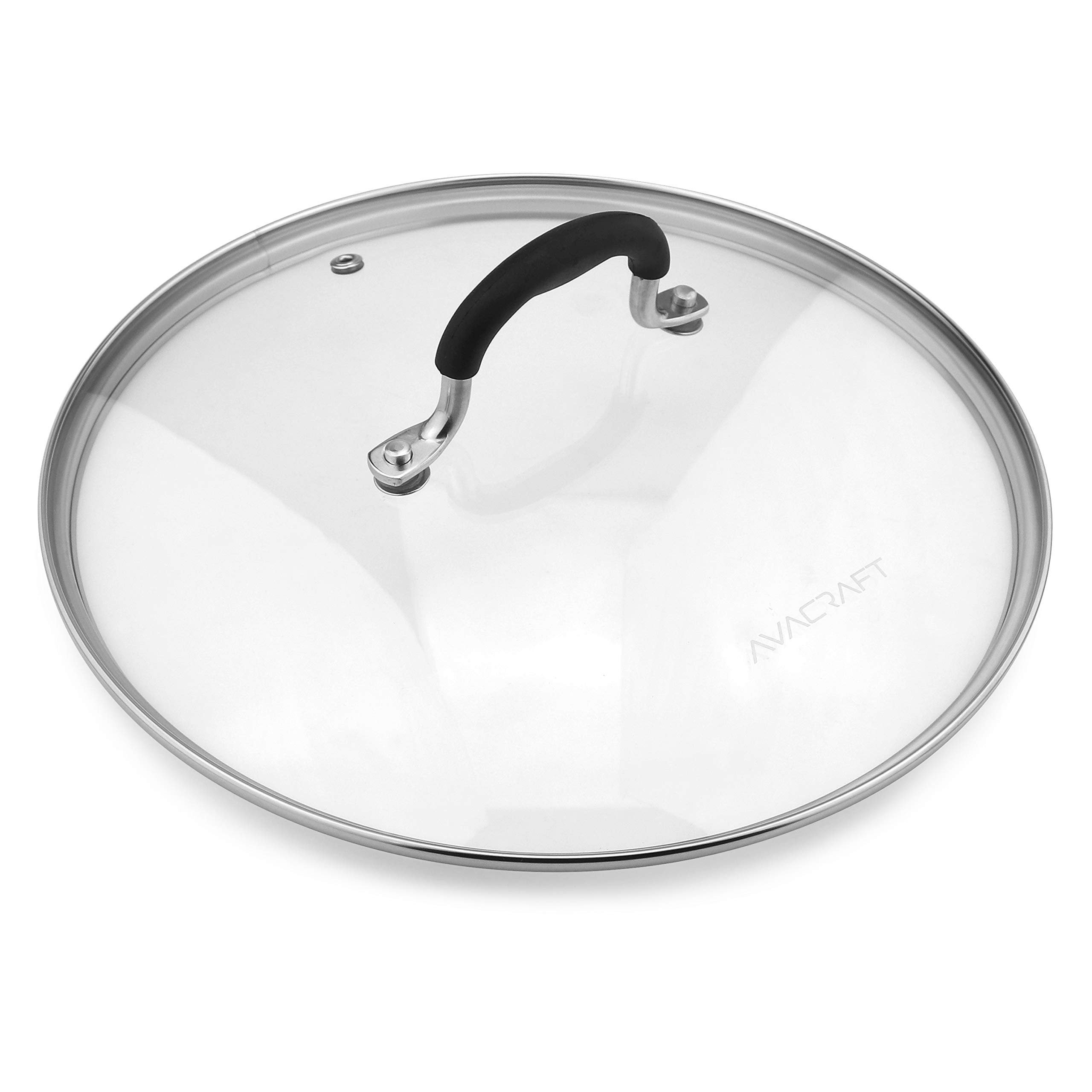 AVACRAFT Glass lid for 10 inch Frying pan, Fry pan, Skillet, pan lid with Handle Coated in Silicone lid. Works for pots and Pans with 10 inch Inner Rim (Glass lid, 10 inch)