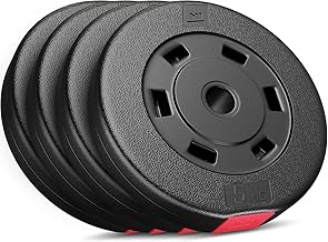 Hop-Sport Weight Plates Set 5, 10, 20, 30 kg Plastic Weights 30 mm Dumbbells Weight Plates 4 x 5 kg / 2 x 10 kg / 2 x 5 kg + 2 x 10 kg