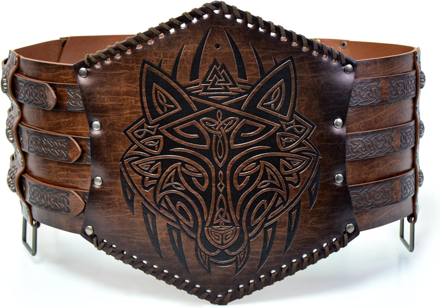 Mens Medieval Viking Leather Armor Renassance Belt Embossed Knight Corset Belt for LARP Christmas Gifts Costume