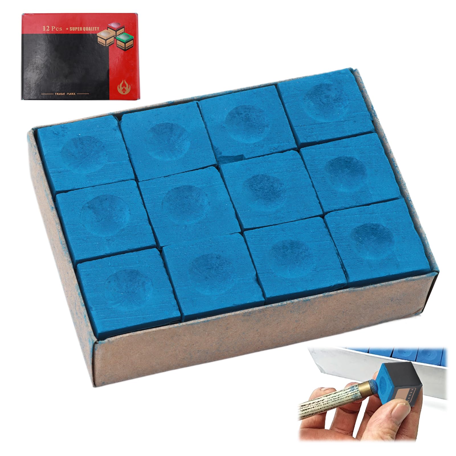 Green Pool Snooker Billiard Cue Chalk - 1 Box Of 12 Blocks 14 thumbnail image