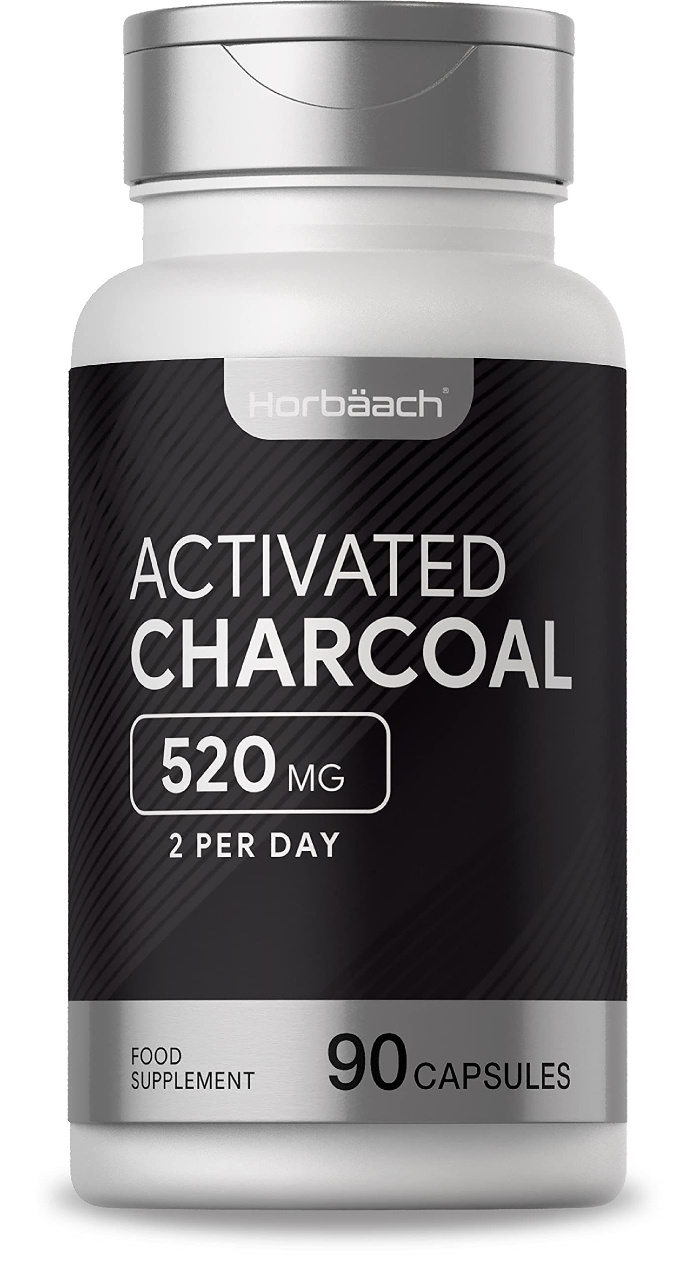 Activated Charcoal 520mg 90 Capsules Natural Coconut Charcoal