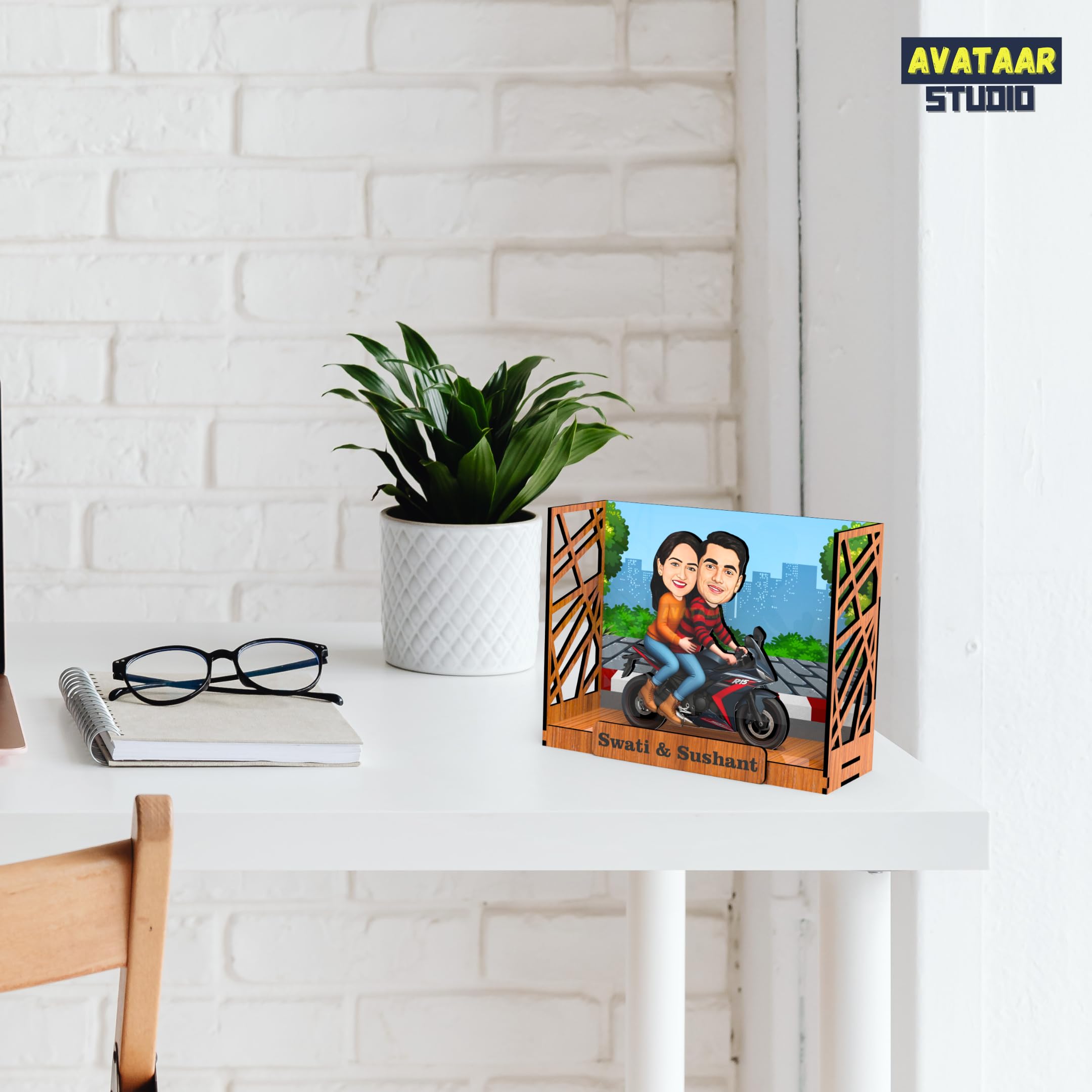 AVATAAR STUDIO Personalized Couple Caricature Gift Custom Cartoon Photo Frame Anniversary Gift for Husband Wife Girlfriend Boyfriend Unique Romantic Gift for Couples 4