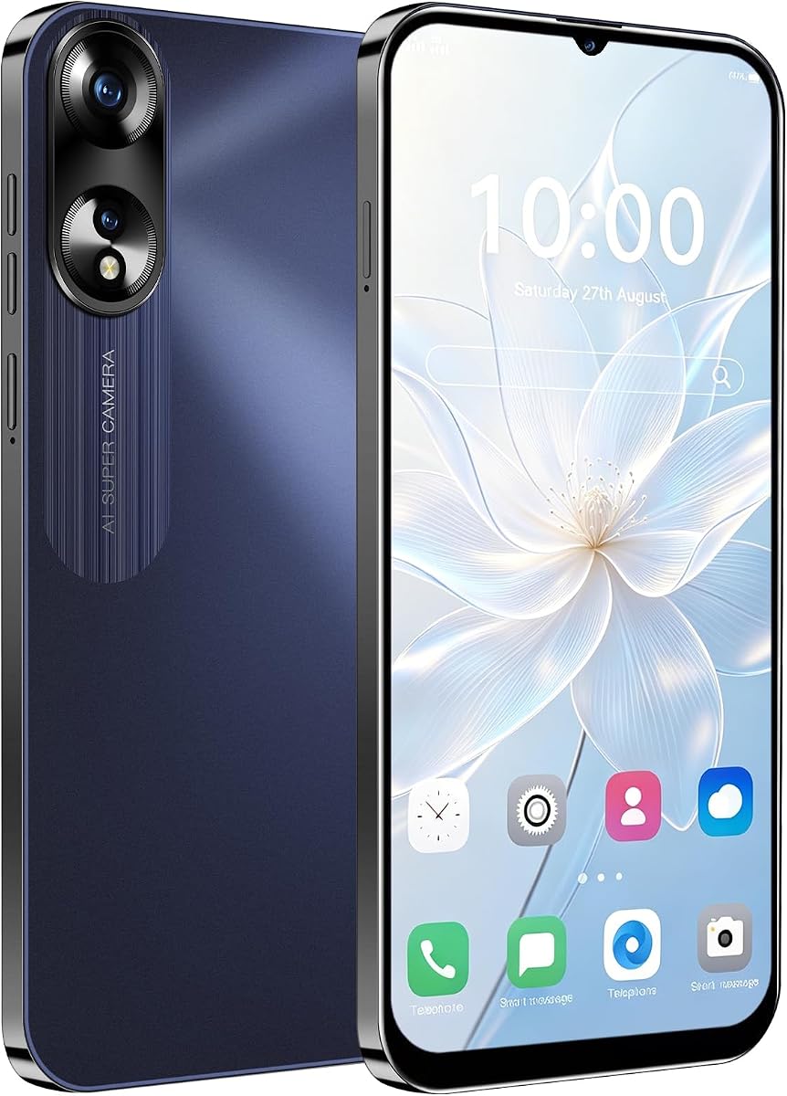 A38 Smartphone 4G Desbloqueado, Pantalla Completa de 6,3 Pulgadas, 3GB RAM + 32GB ROM, Batería de Larga Duración 4500mAh, Cámara Dual 8MP + 16MP, Desbloqueo Facial - Dual SIM, Micro SD Ampliable (Negro)
