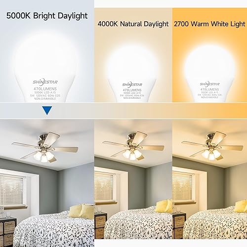 Miniatura 10 de SHINESTAR Paquete de 6 bombillas LED E12, equivalente a 40 W, blanco cálido de 2700 K, base de candelabro A15, no regulables