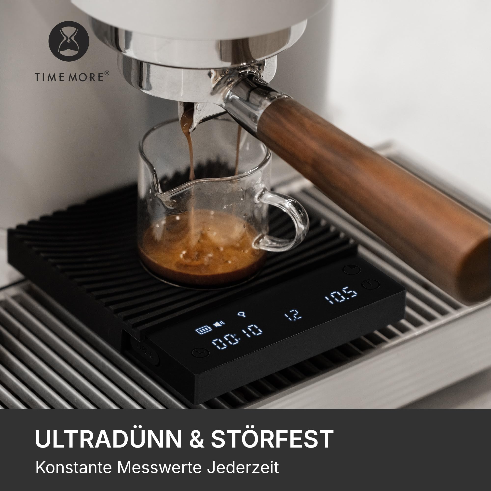 TIMEMORE Black Mirror Basic 3 Kaffeewaage Für Pour-Over & Espresso, Mit Timer, 2kg/0,1g Hochpräzise Digitale Waage Mit 3 Brühmodi & Verhältnisfunktion,1600mAh Akku, USB-C, Schwarz