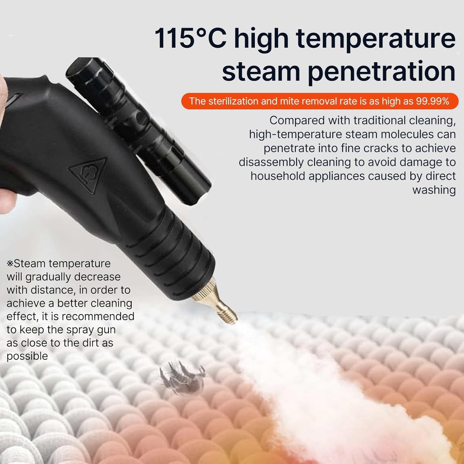 Nettoyeur vapeur commercial 3000 W, machine de nettoyage à main haute pression avec 5 brosses pour climatiseurs, hottes, voitures, usage domestique et industriel