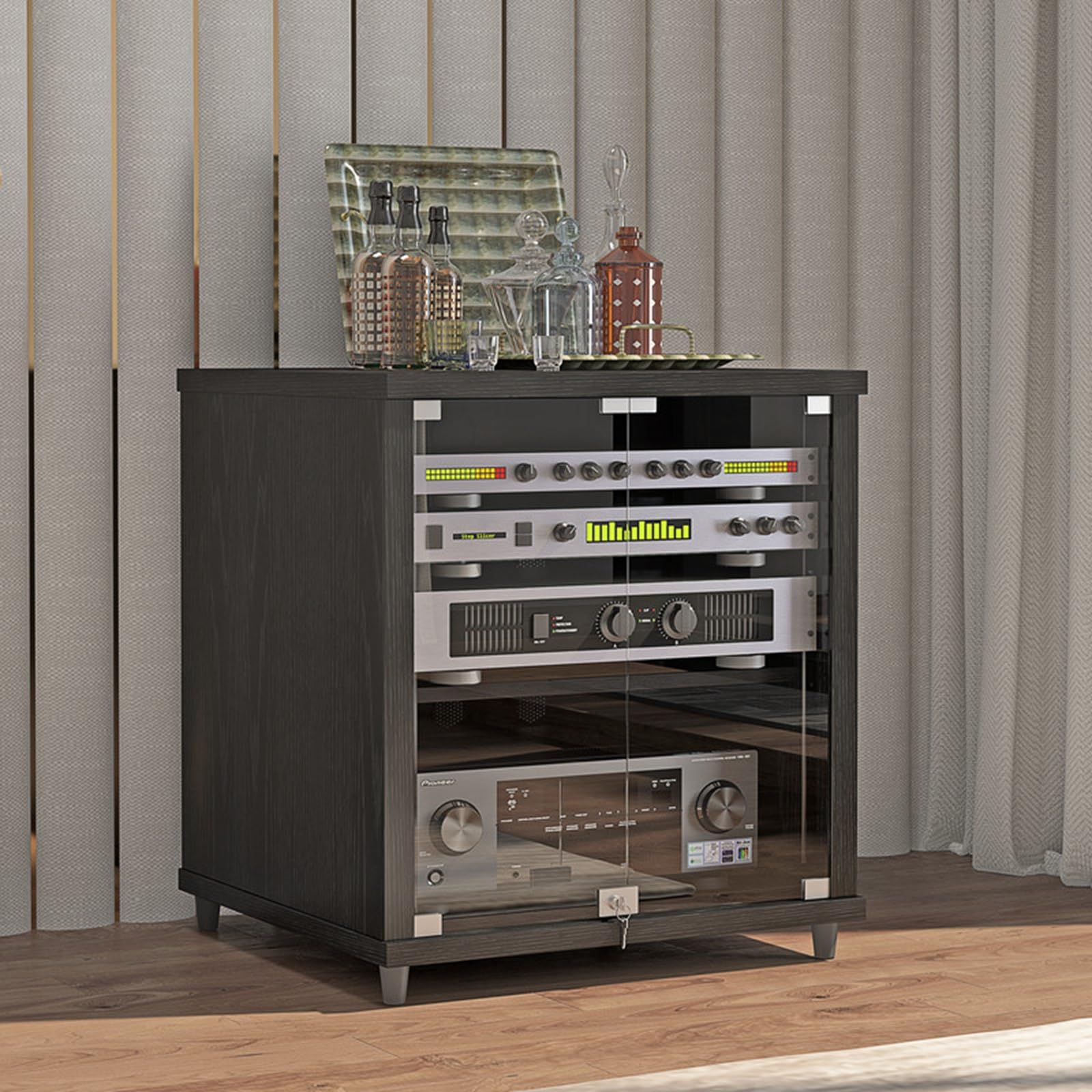 Meuble stéréo, Rack Audio avec Portes pour Rangement multimédia