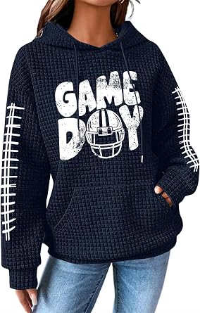 CAZYCHILD Football Shirt for Women Game Day Sweatshirts Womens Football Mom Hoodie Youth Long Sleeve Jersey