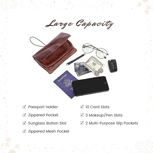 Miniatura 2 de Cartera de viaje organizadora de cuero genuino Nomad Cartera de mujer con soporte para pasaporte