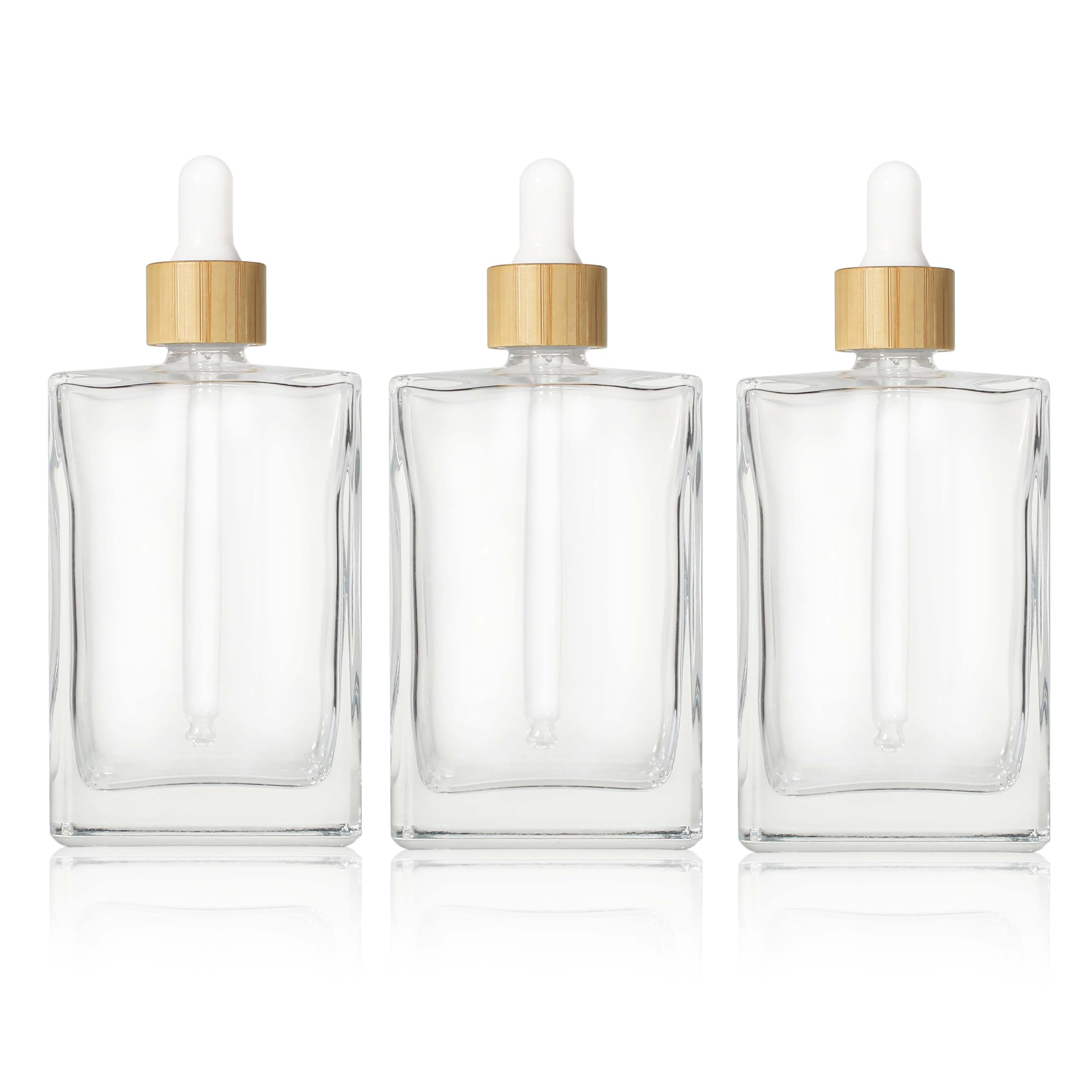 COSIDEA 3 botellas de vidrio plano transparente 100 ml para aceites esenciales de viaje