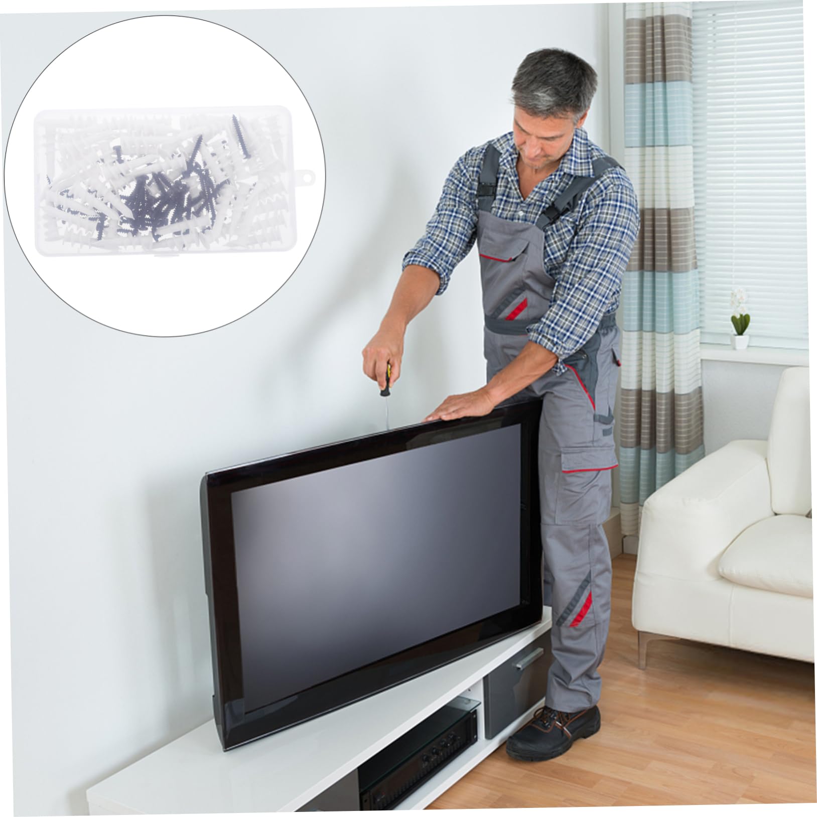 Unomor 1 Set Nylon Expansion Thread Drywall Anchors Screws Fastener Kit Plastic