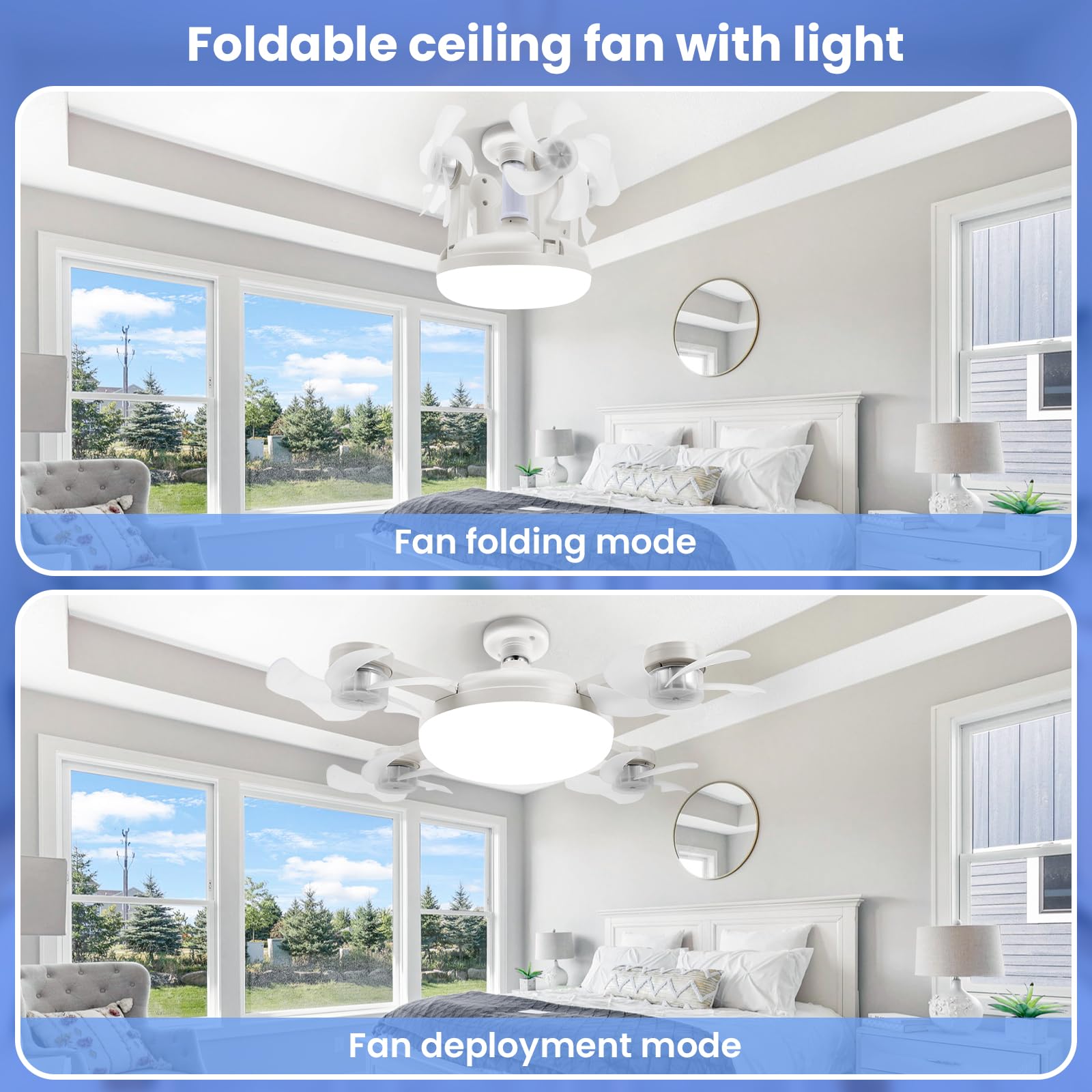 2026 Neu Drohnen Deckenventilator mit Beleuchtung und Fernbedienung, 3 Farbtemperatur 3 Geschwindigkeiten Deckenventilator mit Lampe, Fernbedienung Leise Dimmbar Ventilator Deckenlampe (4 Köpfe)