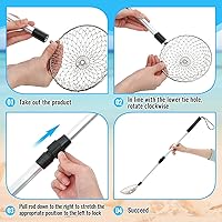 Vista 5 de Roshtia 2 piezas de tamiz de dientes de tiburón con 2 bolsas de playa de malla para la playa, cuchara de tamiz de arena para recoger conchas