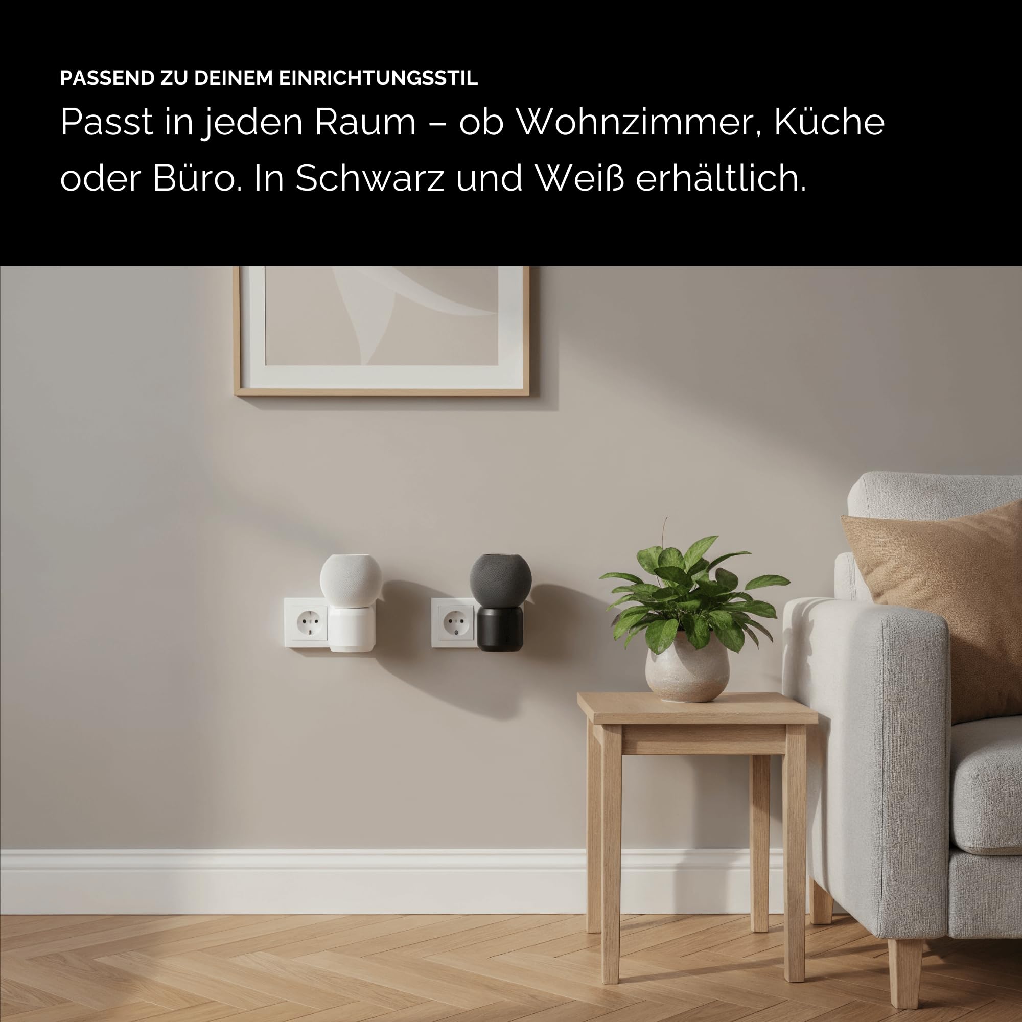 Halterung Steckdose für Apple HomePod mini - Lautsprecher Wandhalterung mit Kabelführung Halter ohne Bohren -HomePod mini Wandhalter & Lautsprecher Ständer - Weiß