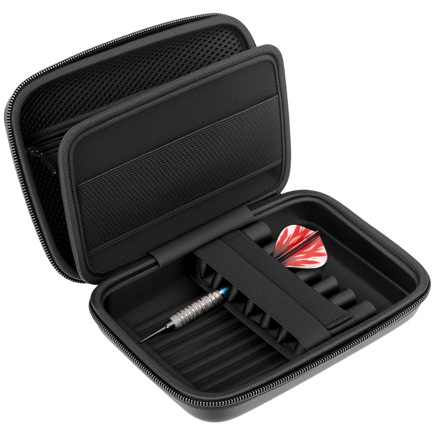 QWORK® Hartdart Eva para 6 Dardos, sin deslizamientos, con Compartimentos Separados para Accesorios adicionales de Dardos.
