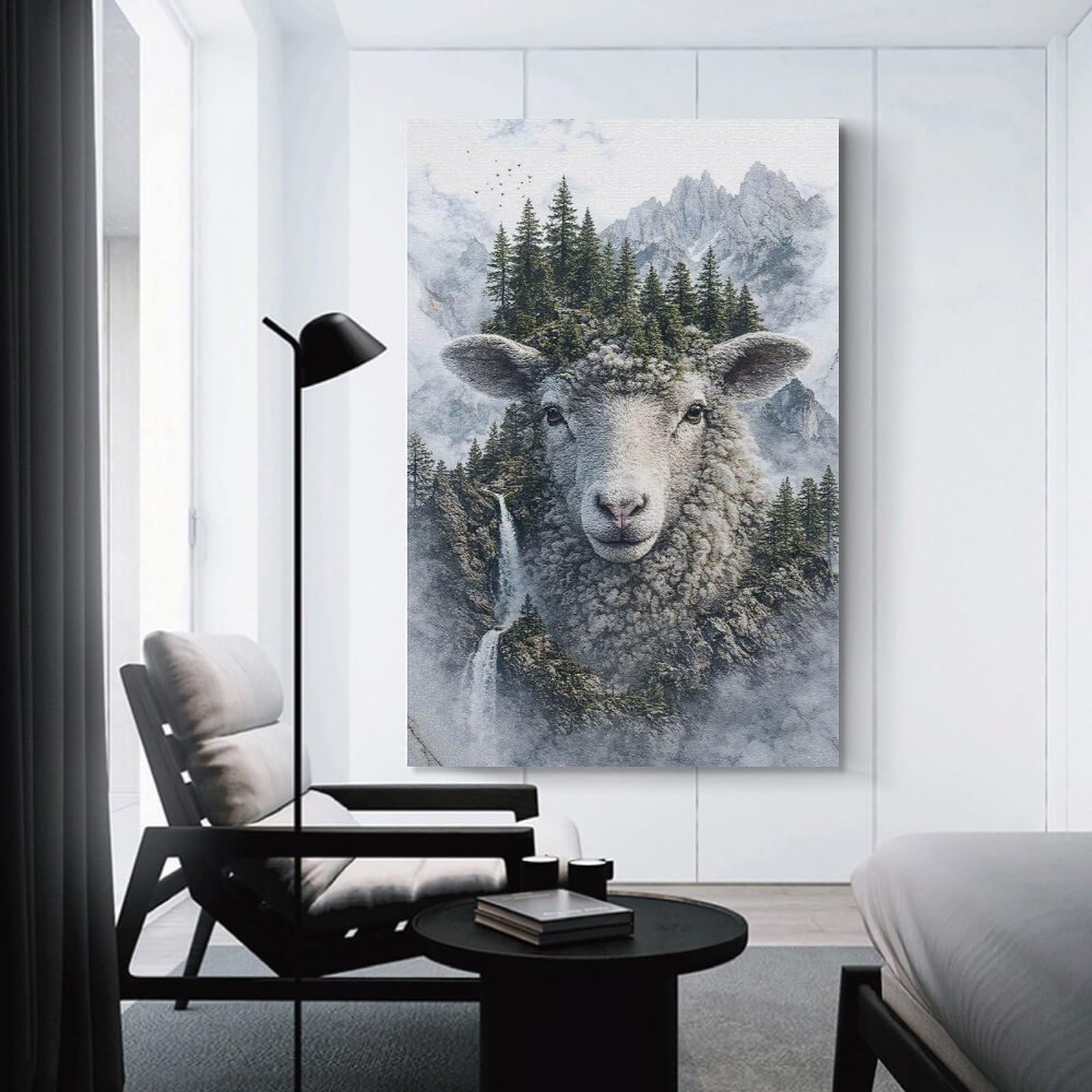 Junmoney Sheep The Forest’s Supreme Protector Wall Picture Print, 24x36inch(60x90cm), for Art Walls, Layered Displays Or Homes, Home Wall Art for Statement Displays