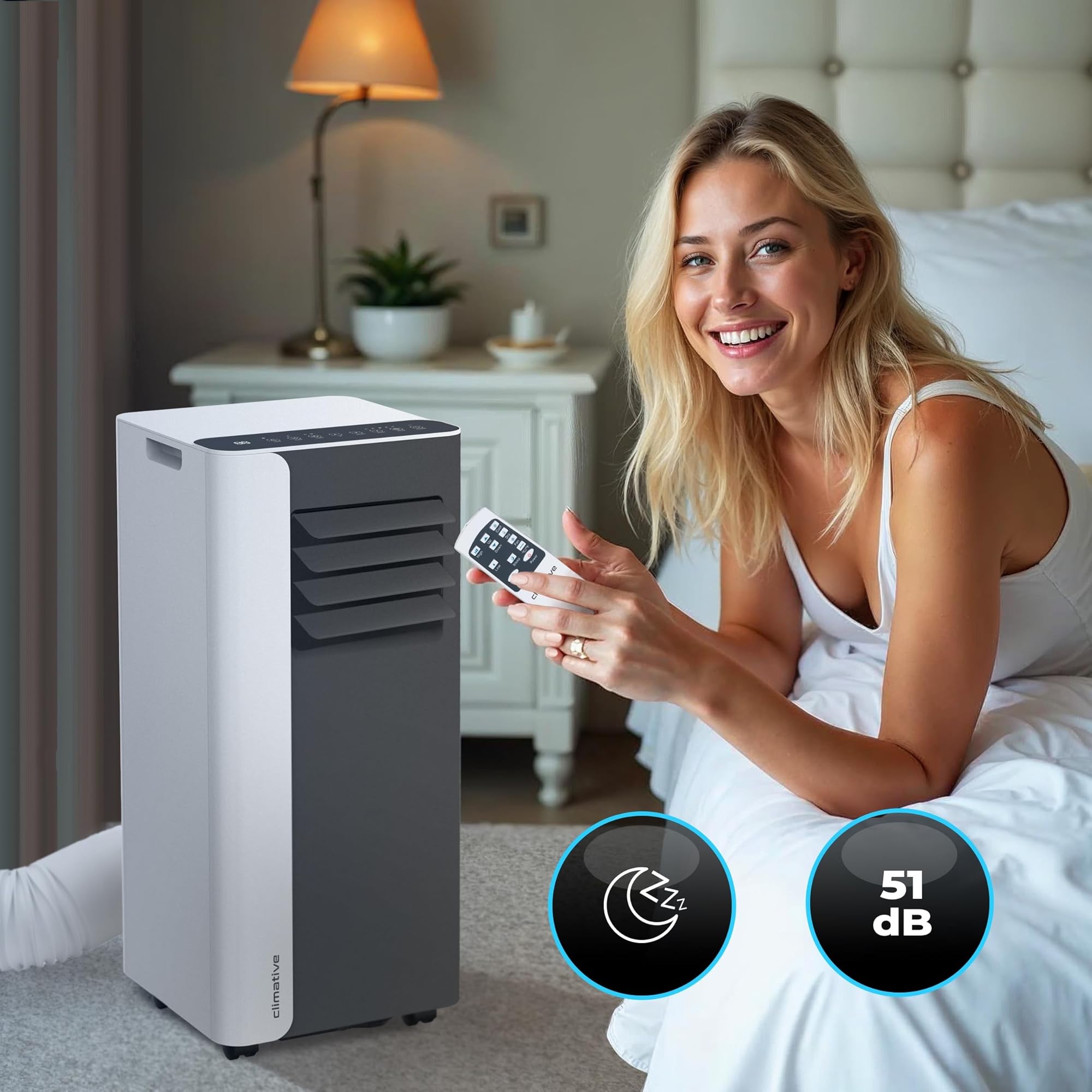 Mobile Klimaanlage 9000 BTU WiFi Tuya Smart Klimaanlage Mobil mit Abluftschlauch Mini 2,6 kW 3-in-1 Portable Air Conditioner 26 m² Fensterabdichtung