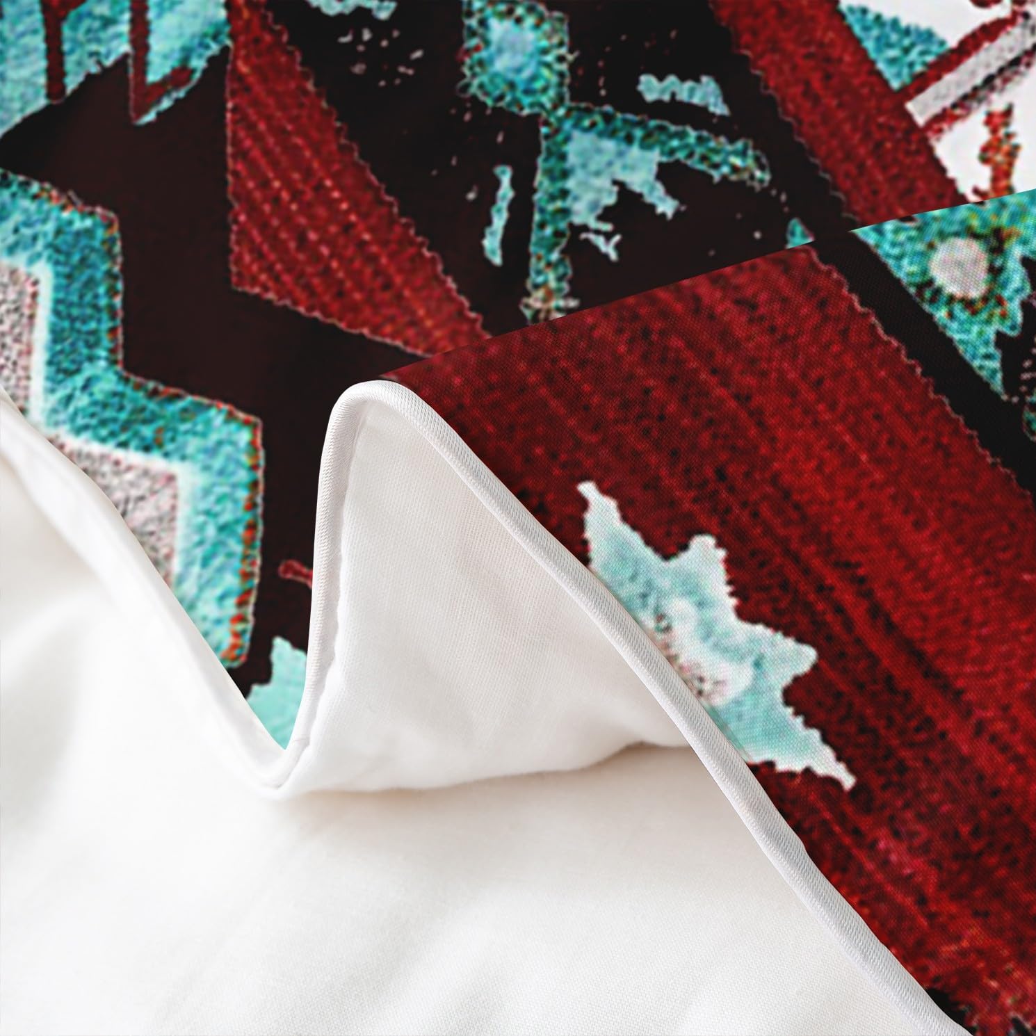 Loussiesd Rot Südwesten 100% Baumwolle Bettwäsche Set 135x200cm Geometrisch Bettwäsche Dekor Tribal Exotic Style Native American Indian Design Bettbezug Set Streifen Linie Bettwäsche-Set