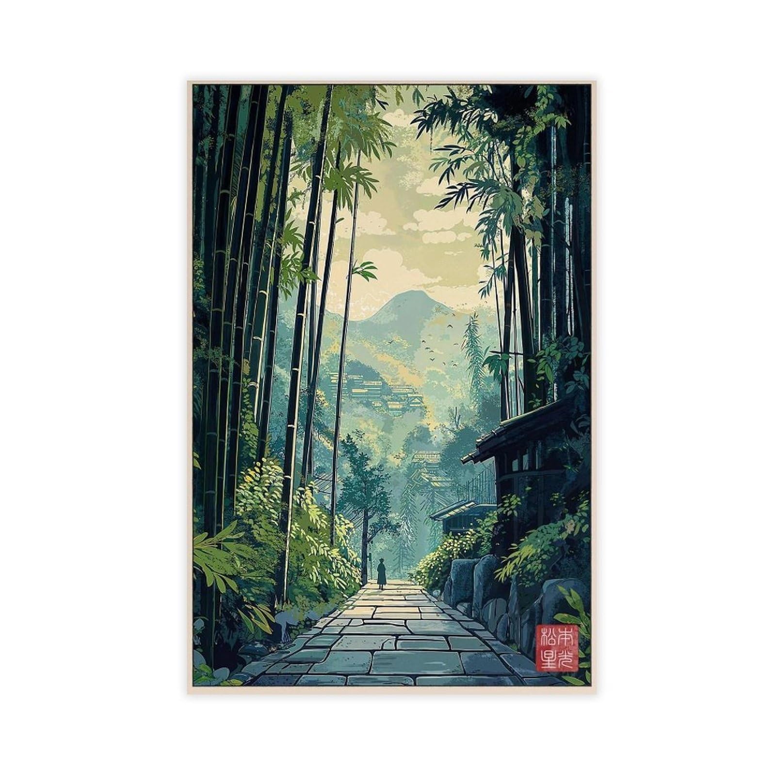 Goiaegag Kyoto Bamboo Grove, Japanese Woodblock Canvas Poster Wall Art Decor Print Picture Paintings For Living Room Bedroom Decoration 12X18inch(30X45cm)