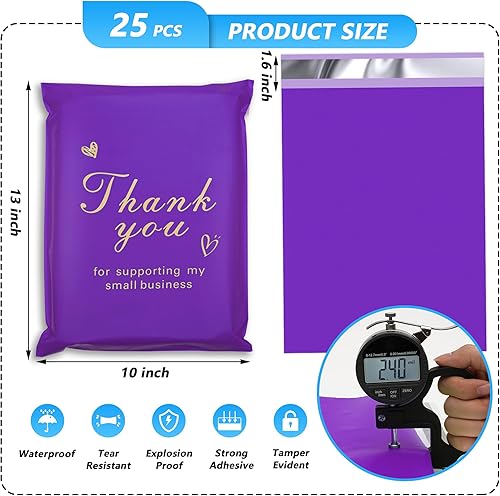 Miniatura 2 de Sobre de polietileno de agradecimiento 10x13 pulgadas 25 piezas, bolsas de envío impermeables y resistentes al desgarro para ropa, sobres de correo