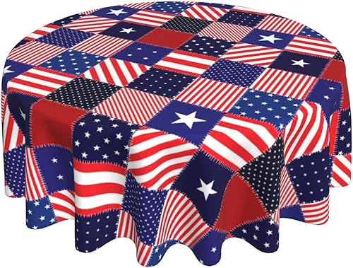 Mantel redondo de fuegos artificiales del Día de la Independencia de los Estados Unidos, para primavera del 4 de julio, mantel patriótico, de