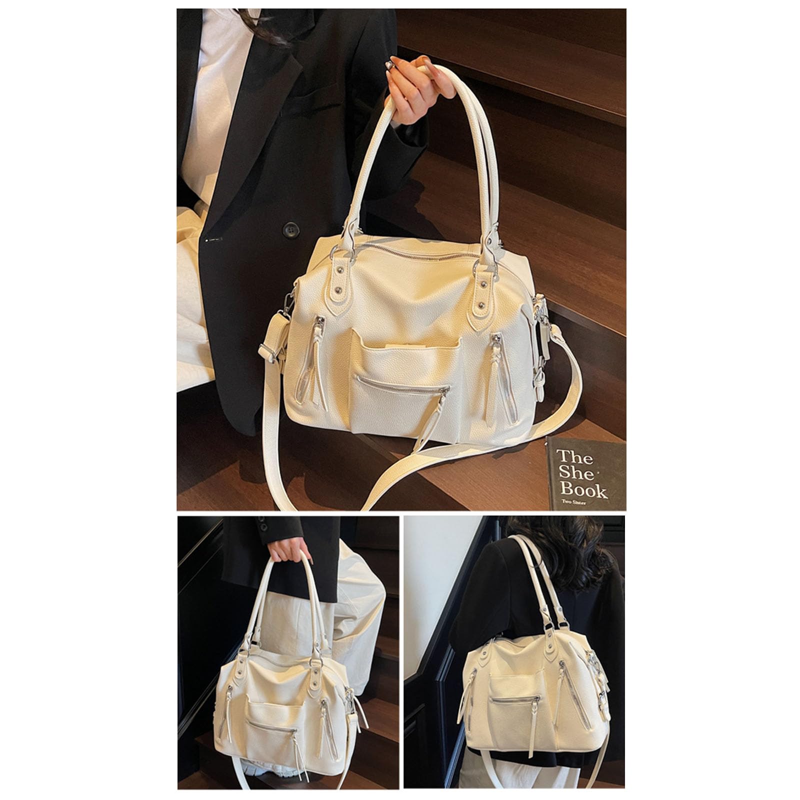 Elegante bolso de mano de piel sintética para mujer, con correa ajustable, bolso cruzado casual para axilas