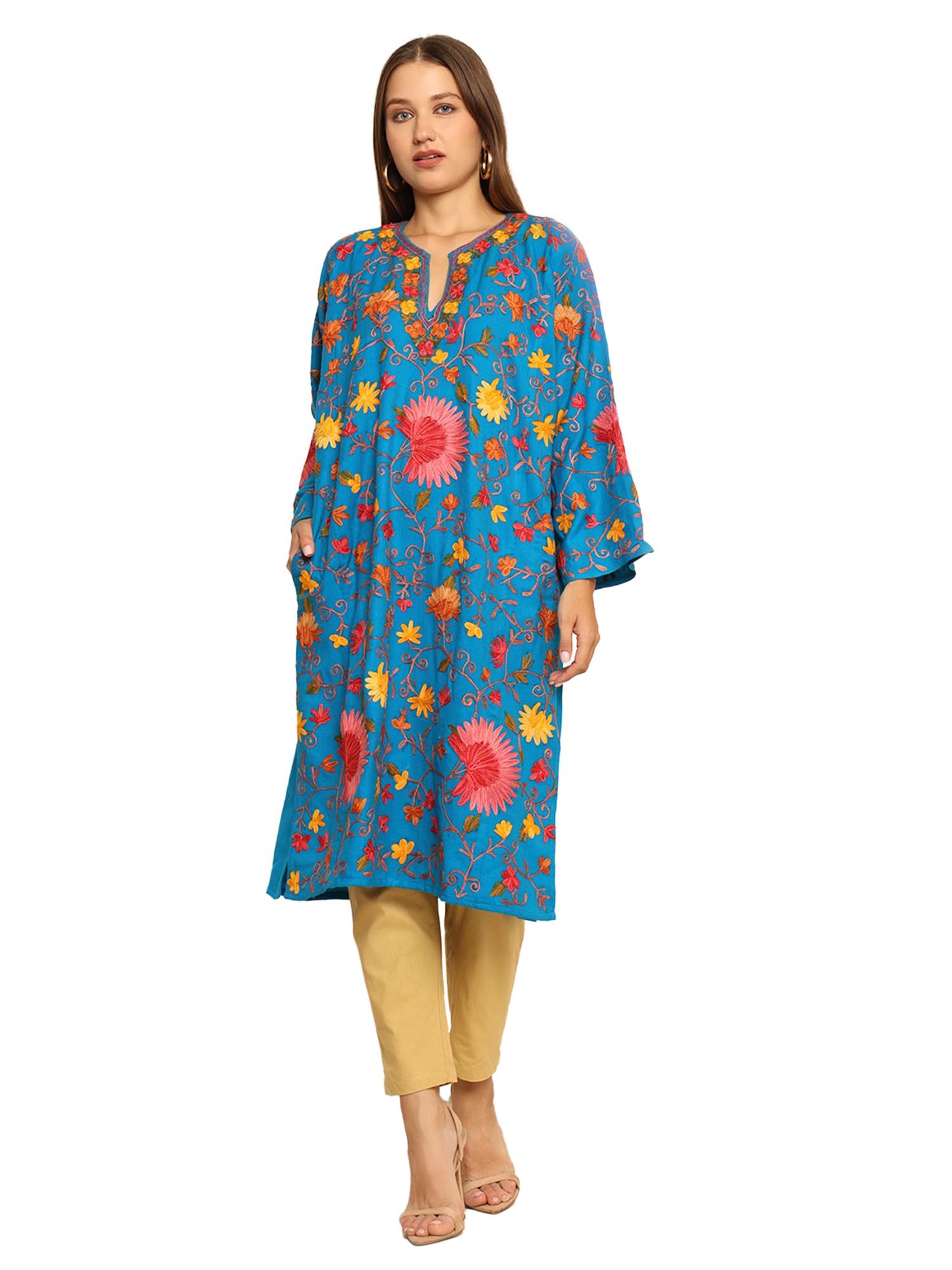 Kashmiri Embroidered Phiren Allover Design-image-44