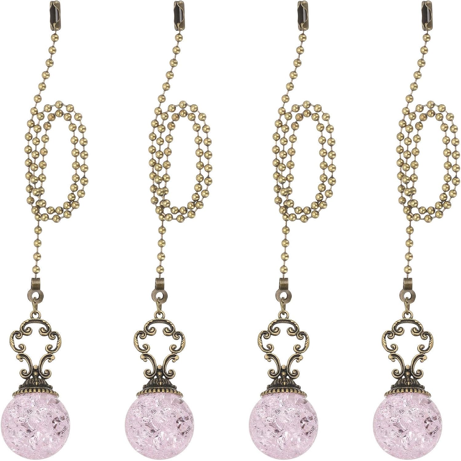 Home and Garden Parts 4 Pcs 15" Crystal Ceiling Fan Pull Chain Pink (Crystal Ice Ball) #CN/251024/06504