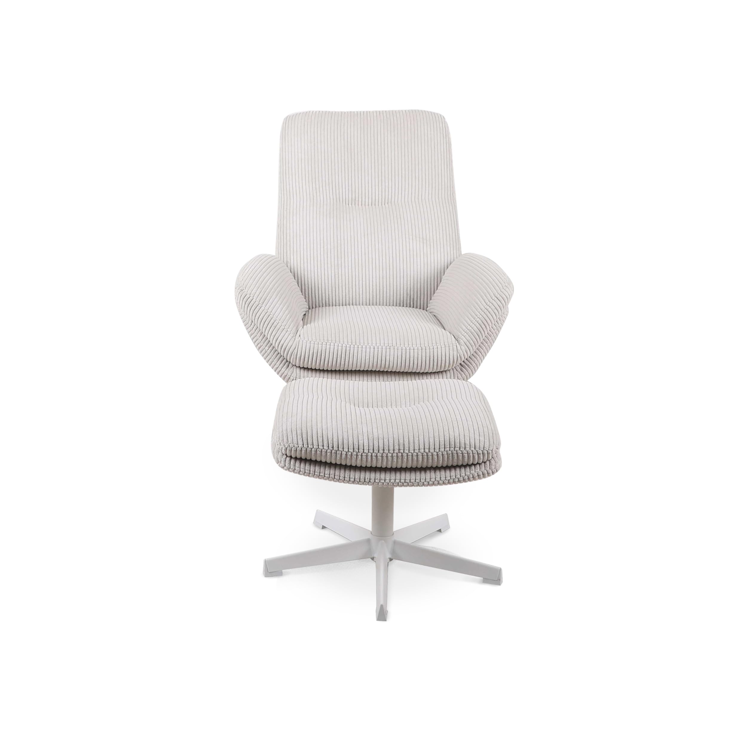 KHG Fauteuil de relaxation avec repose-pieds, couleur crème, pivotant et réglable